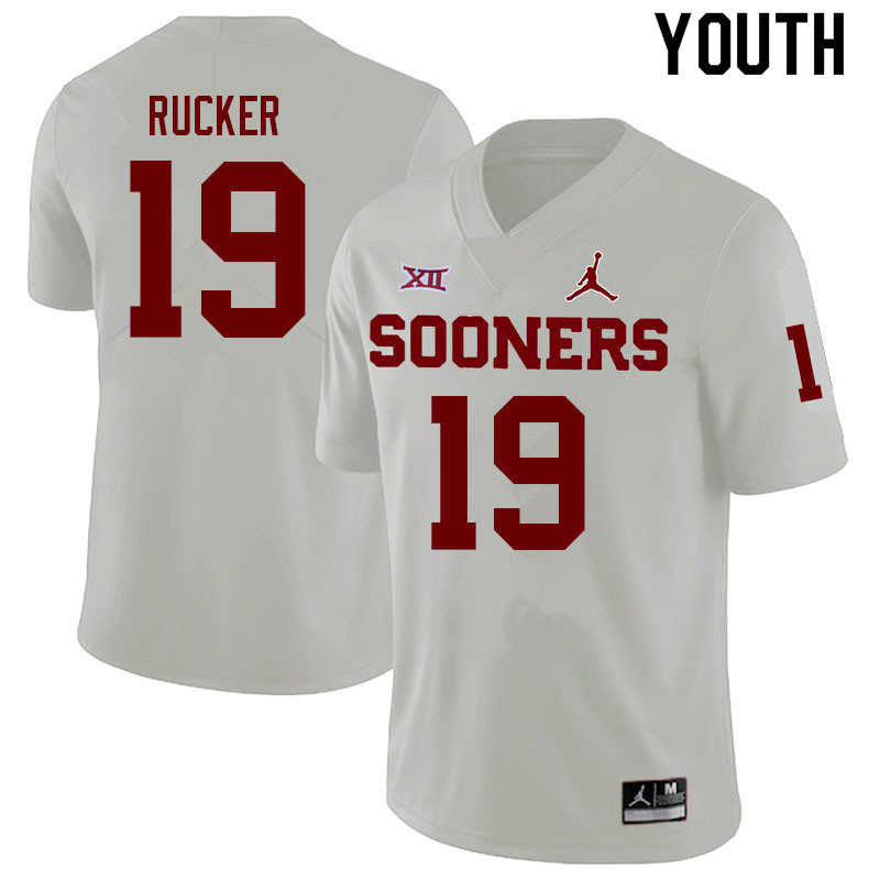Youth #19 Ralph Rucker Oklahoma Sooners College Football Jerseys Sale-White - Click Image to Close